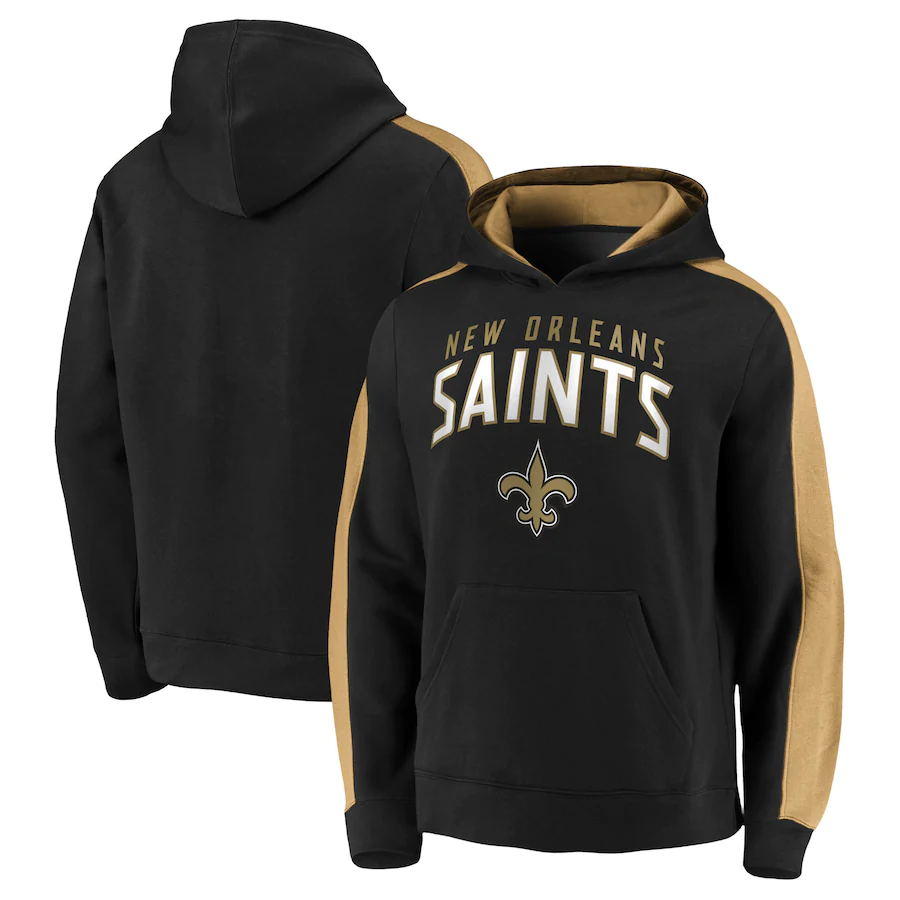 Men's New Orleans Saints Black Game Time Arch Pullover Hoodie Men's New Orleans Saints Black Game Time Arch Pullover Hoodie